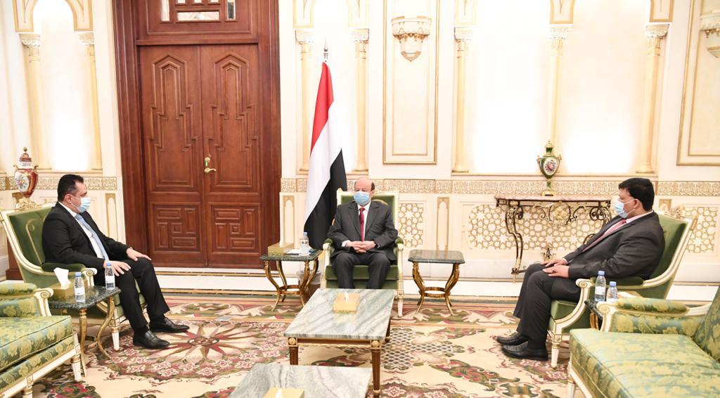 الرئيس هادي يستقبل الدكتور معين بعد تكليفه بالحكومة الجديدة